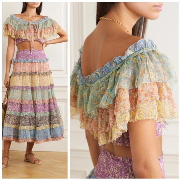 NWT Zimmermann Carnaby Off Shoulder Cotton Tiered Top Crop 4 - Picture 4 of 12